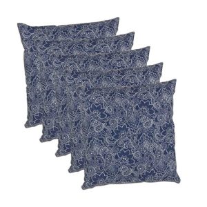 A set of 5 printed Cushion covers made of 100% Cotton - Love for Home - Moonlit flower Blue