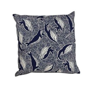 A set of 5 printed Cushion covers made of 100% Cotton - Love for Home - Deep sea Blue