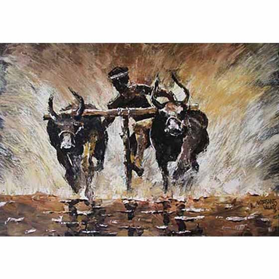 Bull Race - Acrylic on canvas - 34 in x 23 in