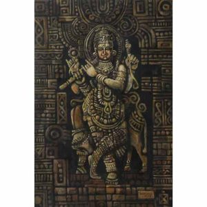 Krishna - Acrylic on Canvas with sand texture - 34 in x 23 in