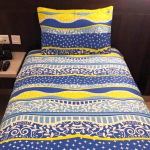 Printed Single Bed cover with one pillow covers made of 100% Cotton Satin - Love for Home - Waves of Sanity
