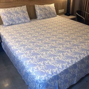 Printed Double/Queen Bed cover with two pillow covers made of 100% Cotton Satin - Love for Home - Paradise
