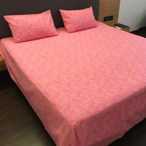 Printed Double/Queen Bed cover with two pillow covers made of 100% Cotton - Love for Home - Maze Pink